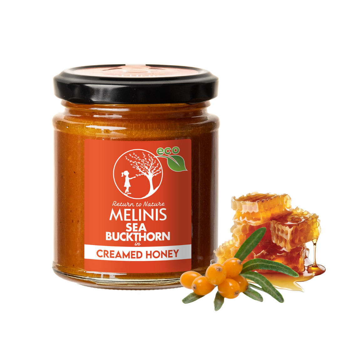 Melinis Sea Buckthorn Cream – 230g | Raw and Organic Honey with ECO Sea Buckthorn | Unique Cold-Processed Spread