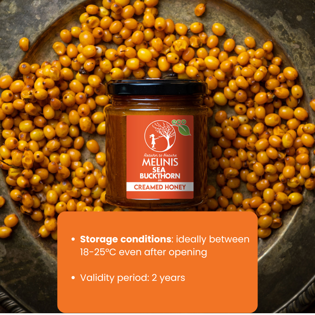 Melinis Sea Buckthorn Cream – 230g | Raw and Organic Honey with ECO Sea Buckthorn | Unique Cold-Processed Spread