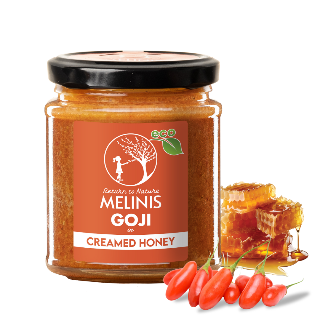 Melinis Goji Cream – 230g | Raw and Organic Honey with Organic Goji Berries | Unique Cold-Processed Spread