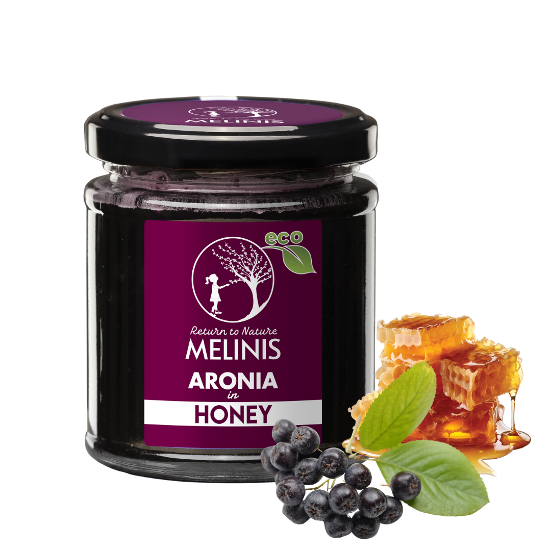 Melinis Aronia Cream – 230g | Raw and Organic Honey with Wild Aronia Berries | Unique Cold-Processed Spread