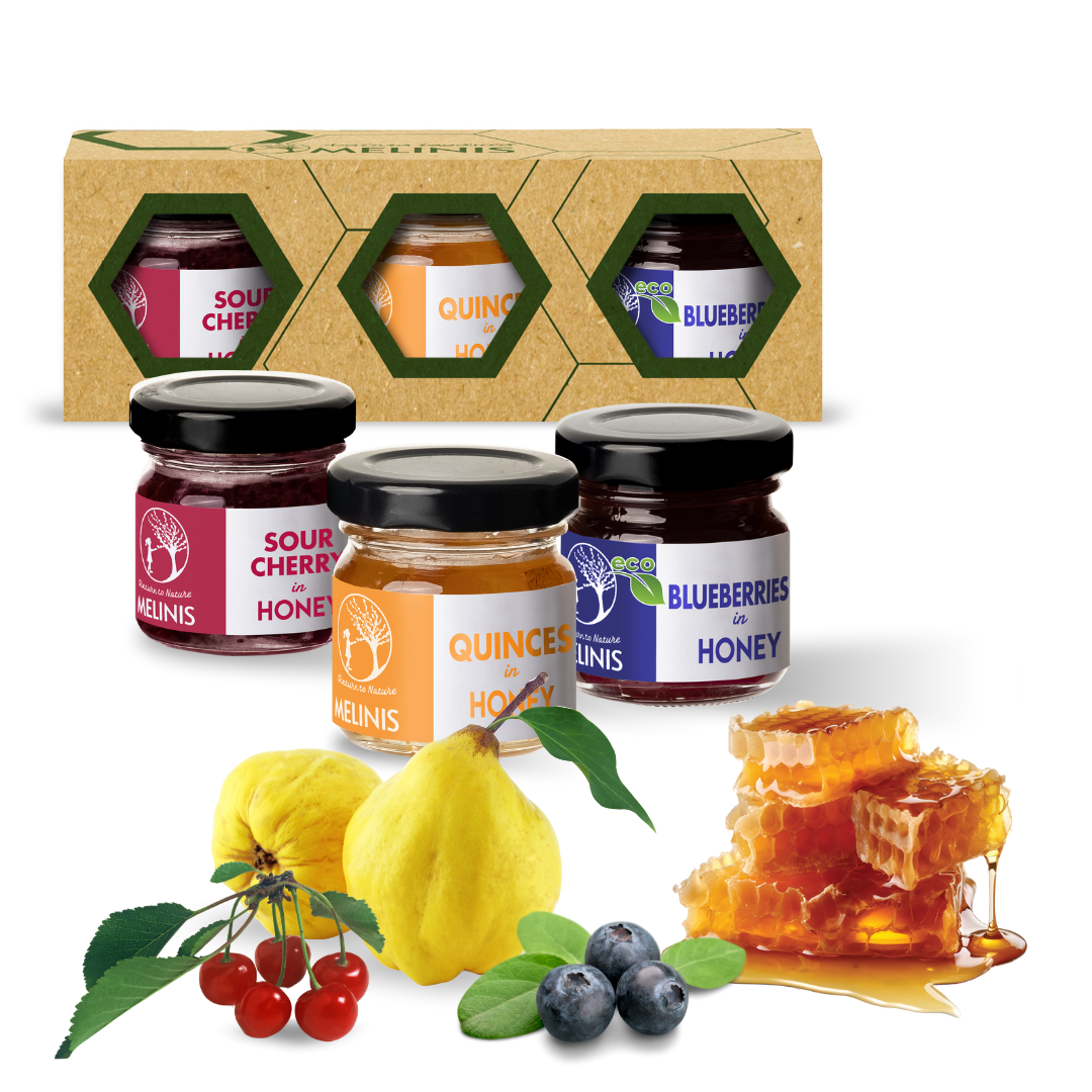Tasting Set – Crunchy and Irresistible (Quince, Sour Cherries, and Blueberries) | 3 x 40g Jars