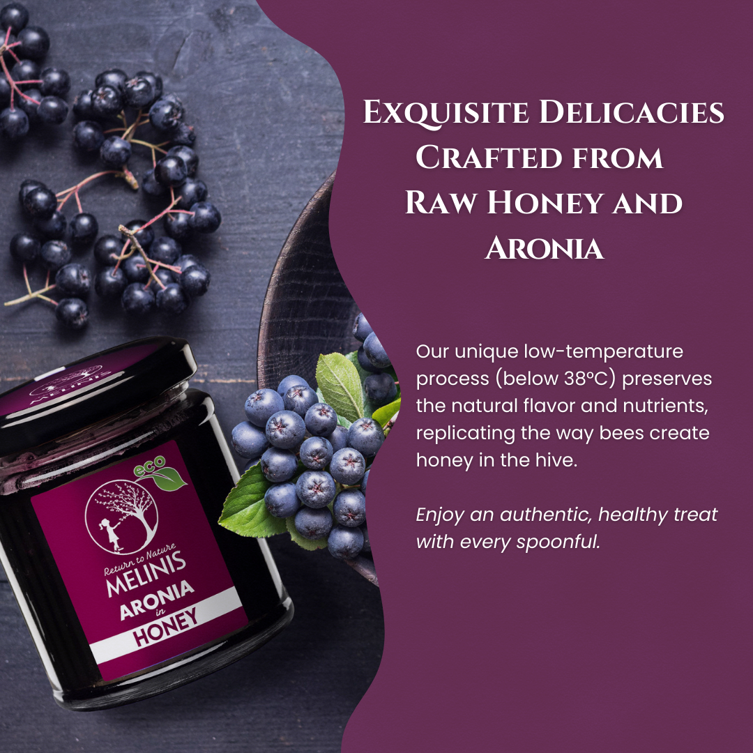 Melinis Aronia Cream – 230g | Raw and Organic Honey with Wild Aronia Berries | Unique Cold-Processed Spread