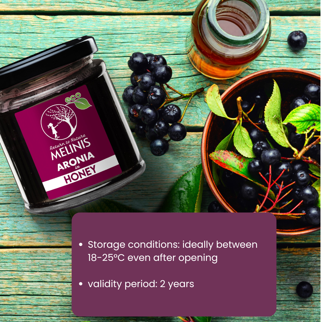 Melinis Aronia Cream – 230g | Raw and Organic Honey with Wild Aronia Berries | Unique Cold-Processed Spread
